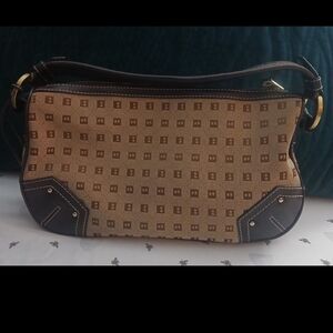 Bally Tan and Brown Patterned Shoulder Bag